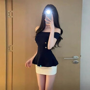 当季露肩收腰一字肩上衣包臀半身裙两件套夏装感巨好看小 蓝色针织上衣单件 S (建议7595斤)