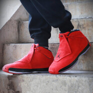 耐克（NIKE）新款男鞋Air Jordan 18  AJ18 红麂皮大红公牛运动休闲鞋篮球鞋 AA2494-601 公牛 大红 40