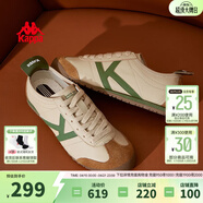 Kappa卡帕女鞋低帮休闲运动鞋子女2026新款耐磨板鞋女复古德训鞋 卡其灰/长青绿 37