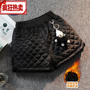 G.duck女童金丝绒短裤秋冬外穿新款洋气中大童儿童靴裤宝宝加绒加厚短裤 黑色2068 120