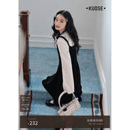 阔色扭结连衣裙内搭上衣两件套装吊带裙新25秋冬季女t恤短裙子黑 黑色连衣裙8013 S