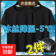 夏季冰丝透气网眼镂空男士短袖t恤宽松简约百搭速干运动上衣服-SL 【网眼T恤：纯色】黑+黑 4XL  建议165-180斤