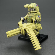 积木人仔四面印刷特种兵小人特警幽灵阿尔法儿童拼装玩具 阿尔法1人配绿色加特林底板