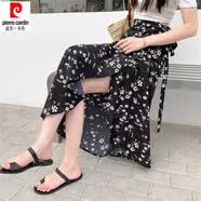 皮尔卡丹（pierre cardin）碎花包臀裙女2026夏季新款雪纺防晒裹裙 黑底碎花 8290#黑底碎花 S 建议85-99斤