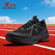 特步跑步鞋男鞋透气缓震运动鞋轻质网面不闷脚慢跑鞋休闲舒适通勤鞋子 黑色 【升级半码】【加厚鞋底】 39 美码6.5