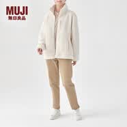 MUJI MUJI 男女通用 羊羔绒拉链夹克 春秋柔软摇粒绒外套  格雷系 米白色 L-XL（180cm）