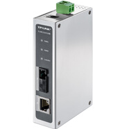 普联（TP-LINK）工业级单模单纤光纤收发器SC接口光电转换器20公里IP30防护DIN导轨壁挂安装 TL-MC111B工业级