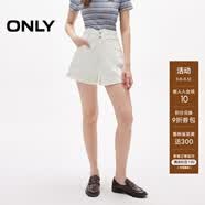ONLY2025秋季新款蝴蝶结水洗高腰显瘦A字短裤牛仔裤女|125143010 J2G米白色 XL