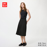 优衣库宽褶中裙女装/半身裙裙子479916 488364 479916/09黑色 2XL