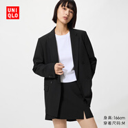 优衣库双排扣茄克女装/外套通勤商务西装夹克481603 484252 481603/09黑色 XS