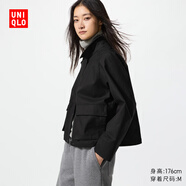 优衣库女装休闲短茄克/巴恩风外套夹克483807 484664 483807/09黑色 XL
