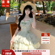 芸荨连衣裙女2026新款春夏法式气质甜美温柔小清新泡泡袖修身少女感公 连衣裙 L