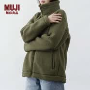 MUJI MUJI 男女通用 羊羔绒拉链夹克 春秋柔软摇粒绒外套  格雷系 卡其绿 L-XL（180cm）