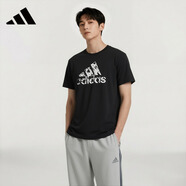 阿迪达斯（adidas）【特价清仓】夏季男女同款短袖男T恤跑步健身运动速干 黑白 2XL