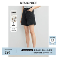 迪赛尼斯（DESIGNICE）夏季新款通勤休闲宽松直筒短裤百搭水洗高腰牛仔裤女 牛仔灰 XL