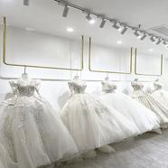 中掌柜金色婚纱悬挂吊架影楼专用礼服货架女装店上墙衣架铁艺加粗挂衣杆 纳米金加厚100长180高 官方标配