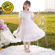 G.duck女童连衣裙2026新款夏季洋气公主裙子时髦潮流小女孩夏天短袖纱裙 白色1 130 适合120cm左右身高