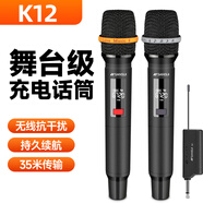 山水（SANSUI）无线话筒一拖二 家庭KTV音响家用K歌卡拉OK舞台会议主持演讲万能充电麦克风 功放专用U段调频  K12