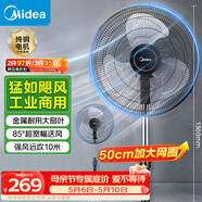 美的（Midea）【金属铝片】工业电风扇/飓风落地扇/空气通风金属扇/牛角扇/立式电风扇/大风力宿舍扇 FES45-20A