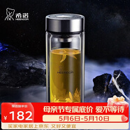 希诺抗菌玻璃杯双层防烫办公车载水杯男高档泡茶杯子XN-9303 360mL