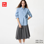 优衣库宽褶中裙女装/半身裙裙子479916 488364 488364/08深灰色 M