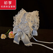 初享（CHUXIANG）蓝色猫耳朵头饰女甜美Lolita漫展女仆发夹cos毛绒猫娘兽耳发饰卡- 天蓝色+白蕾丝  发带 A05-103