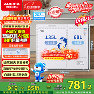 澳柯玛（AUCMA）双温系列203升双箱家用冰柜 冷藏冷冻卧式双门钢板冰箱冷藏全铜管一级能效 BCD-203CNE【价保618】