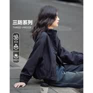 德玛纳【克莱因蓝】春秋三防黑科技户外运动风连帽抽绳短款藏肉女式外套