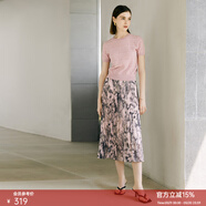 颜域（YANYEE）复古印花长裙女神半身裙2026年新款夏装宽松显瘦碎花裙百褶裙 粉花 2XL