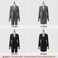 装女高端气质经理正装洋气时尚英伦风职业 四件套（灰色浅格西装+裤+马甲+条纹衬衫） XL （111斤-120斤）
