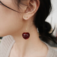 伊黛儿 欧美浆果车厘子耳环创意樱桃设计韩版时尚气质长款耳坠耳饰装饰 水钻樱桃耳环E0995