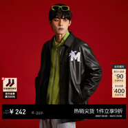 MLMR MY LIFE MY RULES春季潮流时尚宽松PU皮鸢尾花印花男士夹克外套M233P3001 黑色 S 170