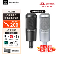 铁三角（Audio-technica） AT2035直播麦克风主播专用 麦克风话筒k歌 主播专业录音话筒 专业设备 电脑麦克风声卡调试 AT2035银色+悬臂支架