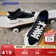 FILA FUSION斐乐潮牌男子板鞋滑板运动休闲帆布鞋 黑色-RBK 40 