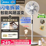 美的（Midea）【闪拆系列】一键闪电拆装直流变频家用语音电风扇一级能效轻音落地扇大风力卧室立式电扇SDJ30BC