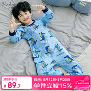 上宝麦春夏儿童连体睡衣精梳棉薄男童长袖家居服 天空蓝鳄鱼先生 120cm