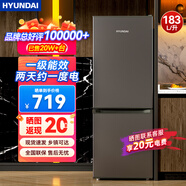 HYUNDAI183升小冰箱小型家用出租房屋宿舍双开门两门双门电冰箱节能省电低音钛深灰BCD-183