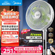 美的（Midea）【幸运草安睡1S】一级能效直流变频声控电风扇家用遥控卧室静音落地扇台式桌面抗菌大风力转页扇