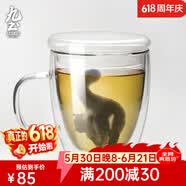 九土马克杯手工双层玻璃杯猫咪杯子办公咖啡杯女用猫杯艺术茶水杯 黑C加盖