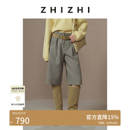 致知ZHIZHI 思归乐 全羊毛六分阔腿短裤复古百搭显比例 燕麦灰 L
