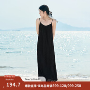 茵曼（INMAN）波西米亚吊带油画连衣裙女2026夏季新款度假裙子 黑色 L