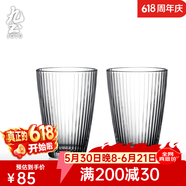 九土日式手工玻璃杯女男情侣耐热条纹水杯子透明咖啡杯泡茶杯啤酒杯果汁杯女家用小 款式一【2个装】