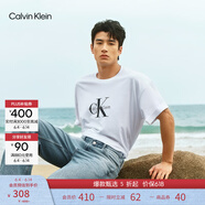 Calvin KleinJeans【纯棉廓形】夏季男女情侣休闲通勤ck字母宽松短袖T恤上衣 YAF-牛乳白 XS （推荐100-115斤）