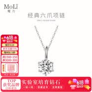 MoLi18K金人工培育钻石项链女一克拉50分六爪锁骨链铂金人造合成吊坠 铂金吊坠+铂金链培育钻D/VVS/3EX/证书礼盒 3克拉优品钻