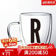 九土 字母双层玻璃马克杯情侣咖啡杯简约耐热加厚水杯个性牛奶茶杯 R