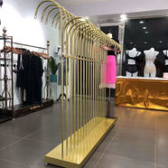 何佳功德国品质铁艺服装店衣架展示架双杠中岛服装货架落地架女装店挂衣 双排长120宽40高170 黑金
