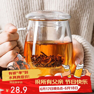 物生物（RELEA）玻璃杯男女士茶水分离杯耐高温办公泡茶杯带把高硼硅水杯花茶杯子
