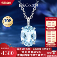 IL&CO尤珂 白18K金天然海蓝宝项链女经典四爪镶嵌椭圆吊坠生日礼物 1克拉18K金海蓝宝吊坠送银链【圆形】