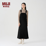 MUJI女式 灯芯绒 背带裙中长款连衣裙半身裙女秋款裙子美拉德BE10CC3A 黑色 M （160/66A）