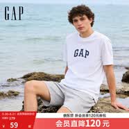 GAP男女装春季款纯棉字母logo短袖T恤常规上衣美版570044 白色 S 美码 M亚洲码175/92A 【偏小，建议选大一码】